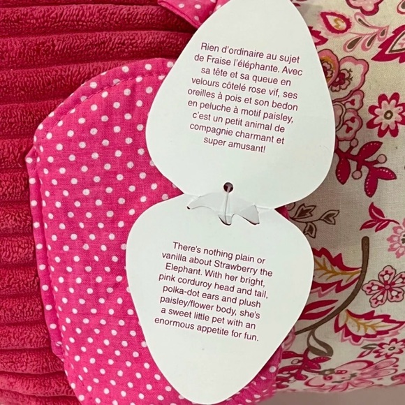 Pier 1 Elephant Plush Corduroy Paisley Polka Dot Hot Pink Embroidered Eyes - Picture 7 of 8